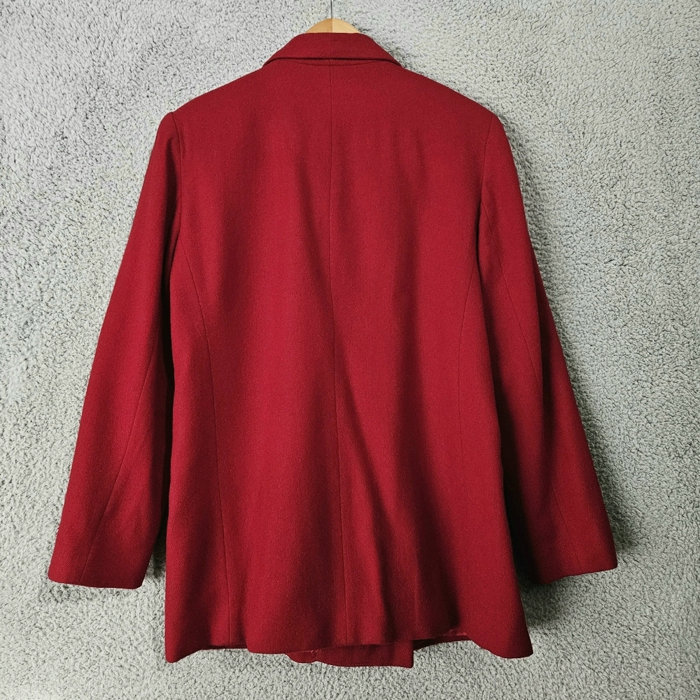 Casablanca Vintage Red Wool Blazer Sz 8 10 Double Breasted Gold Buttons Women's - Picture 2 of 14